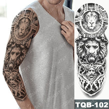 Load image into Gallery viewer, Large Arm Sleeve Tattoo Lion Crown King Rose Waterproof Temporary Tatoo Sticker Wild Wolf Tiger Men Full Skull Totem Tatto