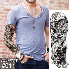 Load image into Gallery viewer, Large Arm Sleeve Tattoo Lion Crown King Rose Waterproof Temporary Tatoo Sticker Wild Wolf Tiger Men Full Skull Totem Tatto