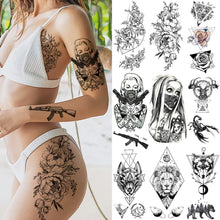 Load image into Gallery viewer, Black Weapon Gun AK47 Tattoo Stickers Women Arm Art Lovers Cool Temporary Tattoo BATTLEGROUNDS PUBG M416 Fake Tatoos Arms Men