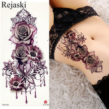 Load image into Gallery viewer, Purple Rose Jewelry Water Transfer Tattoo Stickers Women Body Chest Art Temporary Tattoo Girl Waist Bracelet Flash Tatoos Flower