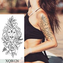 Load image into Gallery viewer, Waterproof Temporary Tattoo Sticker Flower Rose Flash Tattoos Lalash Tattoos Snake Lion Body Art Arm Fake Sleeve Tatoo Women