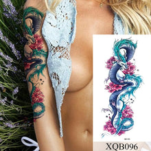 Load image into Gallery viewer, Waterproof Temporary Tattoo Sticker Flower Rose Flash Tattoos Lalash Tattoos Snake Lion Body Art Arm Fake Sleeve Tatoo Women