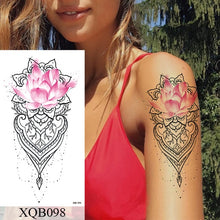 Load image into Gallery viewer, Waterproof Temporary Tattoo Sticker Flower Rose Flash Tattoos Lalash Tattoos Snake Lion Body Art Arm Fake Sleeve Tatoo Women