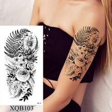 Load image into Gallery viewer, Waterproof Temporary Tattoo Sticker Flower Rose Flash Tattoos Lalash Tattoos Snake Lion Body Art Arm Fake Sleeve Tatoo Women